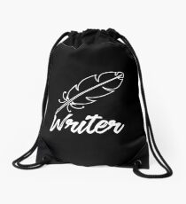 Writer with feather quill Drawstring Bag