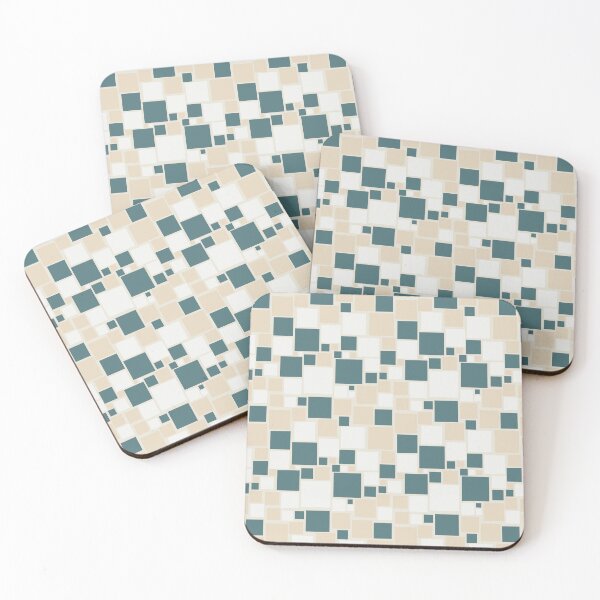 Item preview, Aqua Off White Cream Beige Funky Retro Mosaic Square Pattern 2023 COTY Vining Ivy PPG1148-6 Accents designed and sold by ColorOfTheYears.