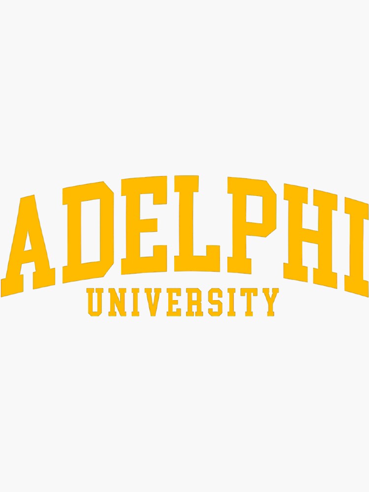 "adelphi university college font curved " Sticker for Sale by