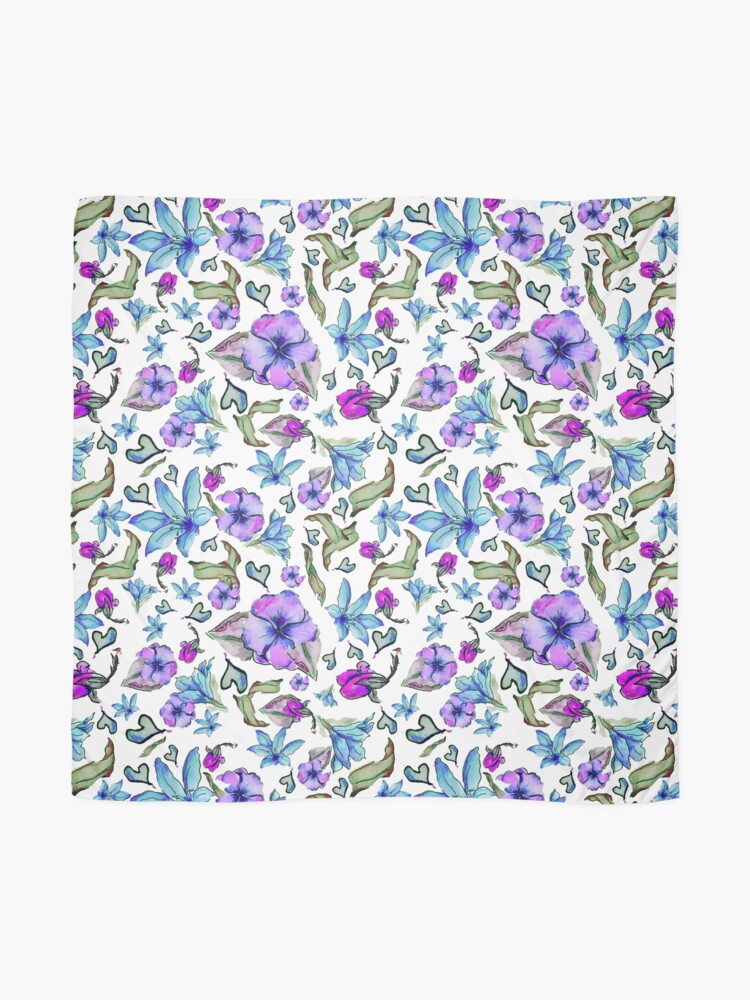 Thumbnail 2 of 3, Scarf, Shades of Winter Pattern - purple, green, and blue designed and sold by Annie Mason.