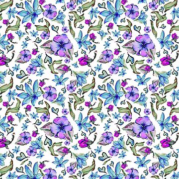 Artwork thumbnail, Shades of Winter Pattern - purple, green, and blue by anniem49