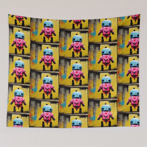 Item preview, Happy Robot Street Art Decoration Colorful Wall Gift designed and sold by LADistrictGarb.