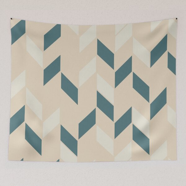 Item preview, Aqua Cream Beige Random Geometric Zigzag Chevron Stripe Pattern 2023 COTY Vining Ivy PPG1148-6 designed and sold by ColorOfTheYears.