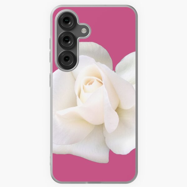 Item preview, White Sugar Moon Rose Close-up on Bright Pink designed and sold by InalterataArt.