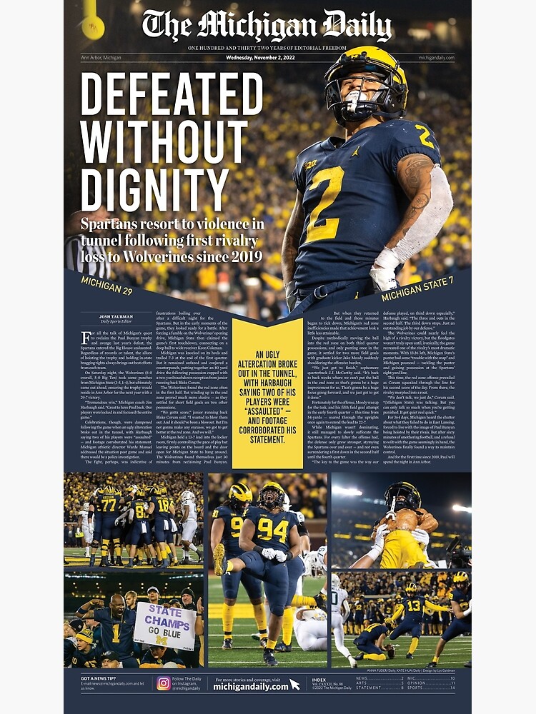 Michigan Daily Michigan vs. MSU Football Sports Monday Cover Premium