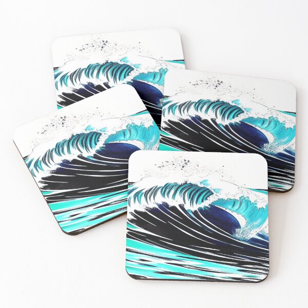 Item preview, Ocean Wave Illustration Dark Blue and Aqua Marine designed and sold by deniselynnimage.