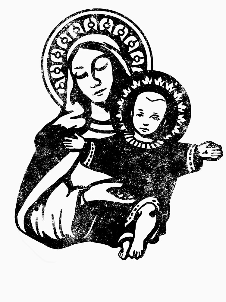 Mary the Madonna with Baby Jesus Catholic Artwork by DOODL