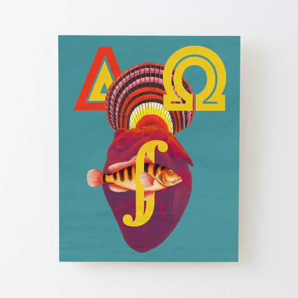 The Heart Fish = Integral of Alpha & Omega Wood Mounted Print