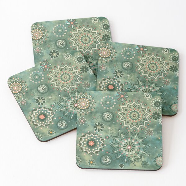 Item preview,  indian mandala bohemian desigual pattern green  designed and sold by carole legeron.