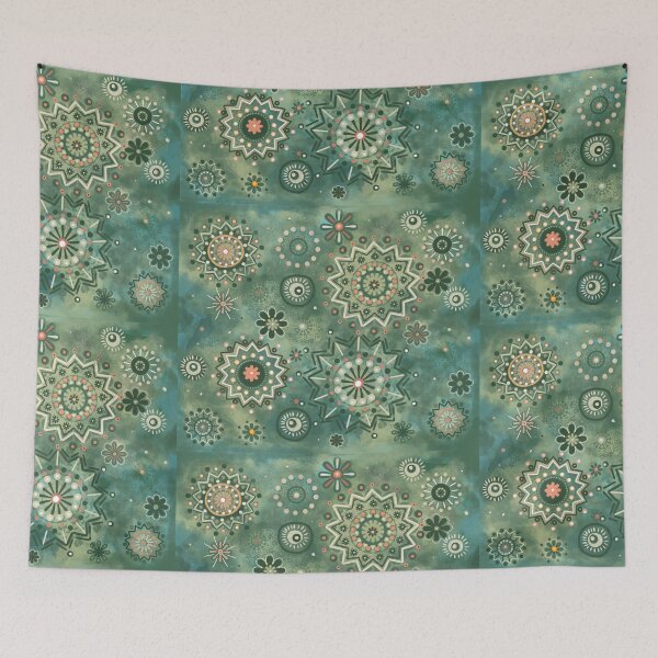 Item preview,  indian mandala bohemian desigual pattern green  designed and sold by carole legeron.