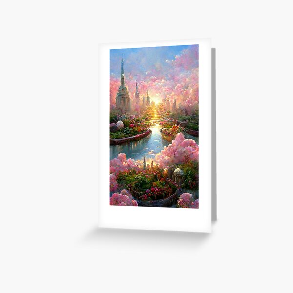 Pink Romantic Garden Whimsical Fantasy Art Tapestry Phone Case Crystal  Utopia Abstract Crystal Lover, Greeting Card for Sale by PrincessArtwork