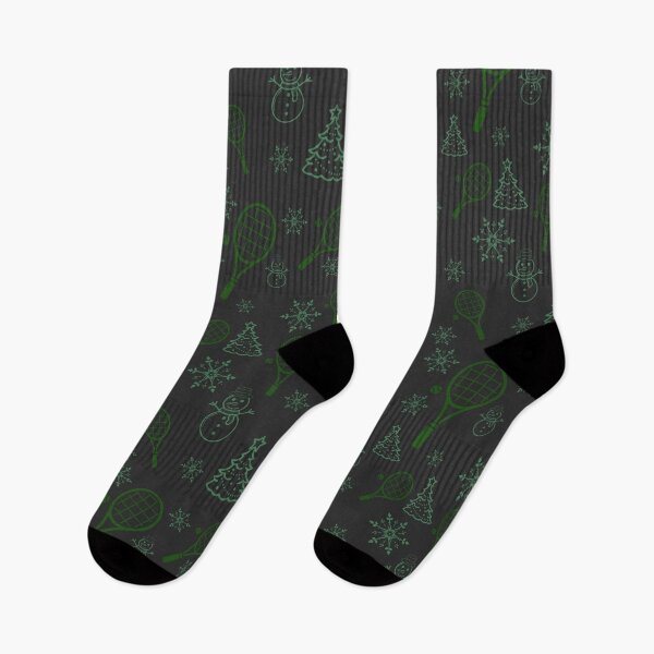 Item preview, Christmas Tennis Print | Tennis Holiday Pattern | Green Tennis Rackets on a Dark Background designed and sold by BigCityTennis.