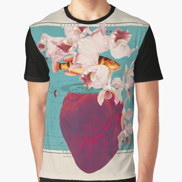 Your Heart Flower Fish Solar System Graphic T-Shirt