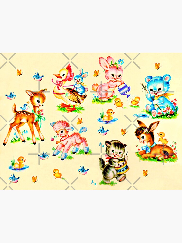 "Cute Vintage Baby Animals " Sticker for Sale by funhousejen Redbubble