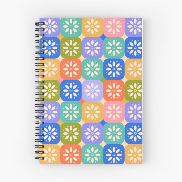 Item preview, Rounded Colorful Checkered Pattern with Stylized Flowers and Daisies designed and sold by Ceyda Bolat.
