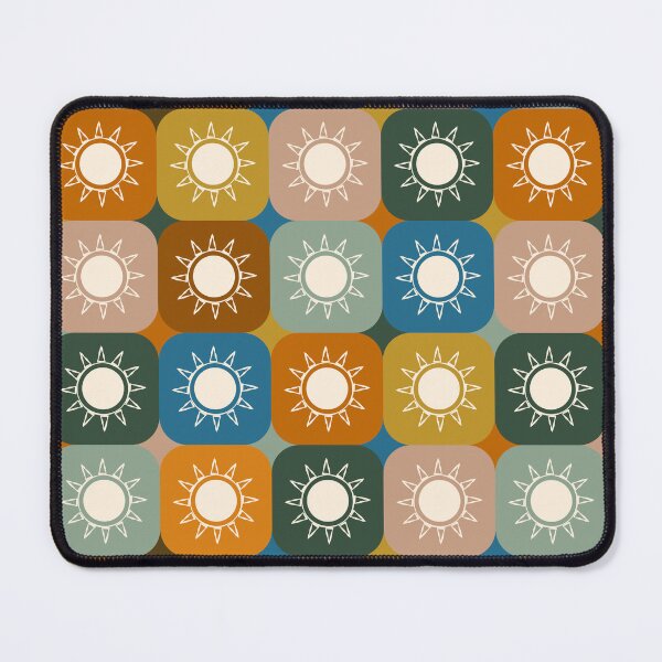 Item preview, Rounded Boho Style Color Checkered Pattern with Stylized Sun Designs designed and sold by Ceyda Bolat.
