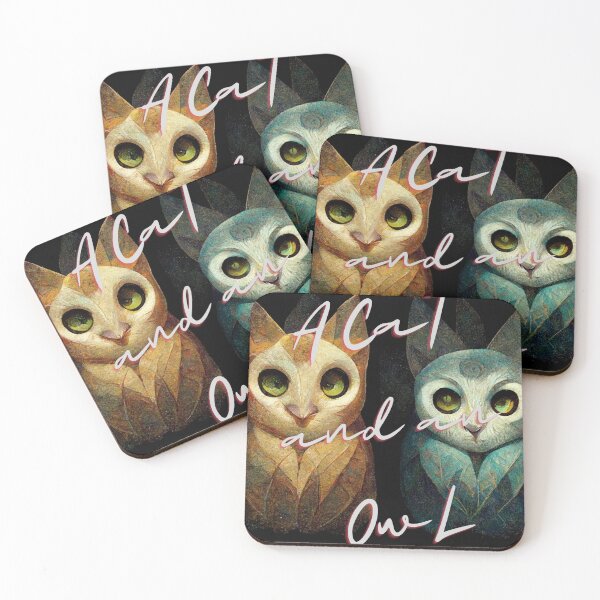 Item preview, A cat and an owl designed and sold by DZepcan.