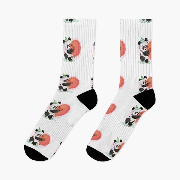 Item preview, Cartoon little panda.Happy birthday.Red balloon. designed and sold by Fufustyle.
