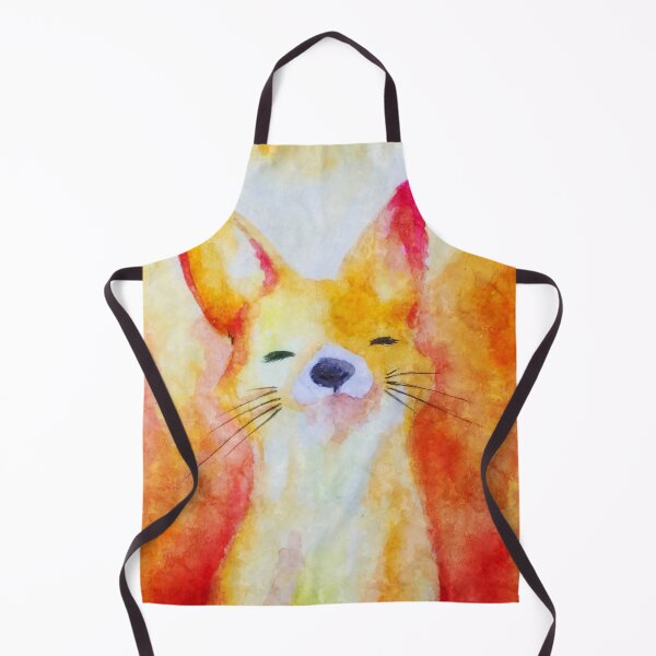 Item preview, Happy Watercolor Orange Fox Portrait, Cute Sleepy Eyes Baby Fox Smiling designed and sold by Paintcorner.