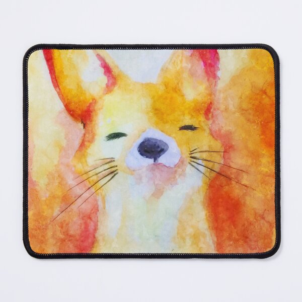 Item preview, Happy Watercolor Orange Fox Portrait, Cute Sleepy Eyes Baby Fox Smiling designed and sold by Paintcorner.