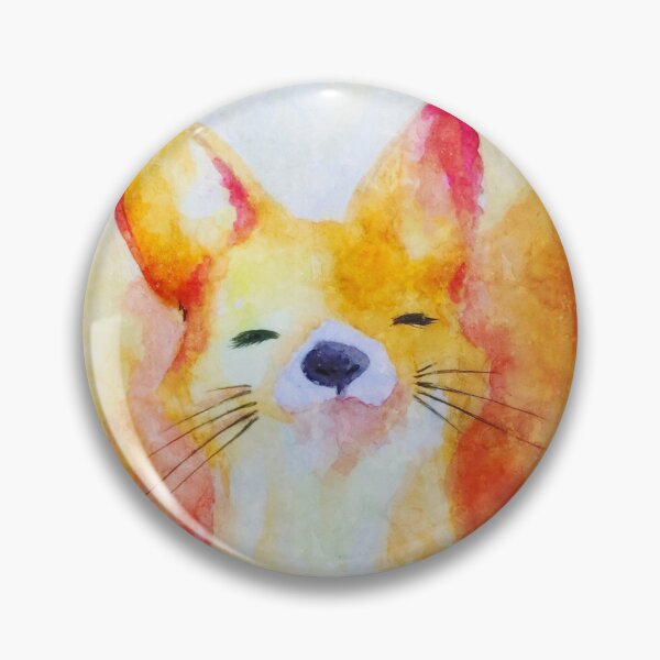 Item preview, Happy Watercolor Orange Fox Portrait, Cute Sleepy Eyes Baby Fox Smiling designed and sold by Paintcorner.