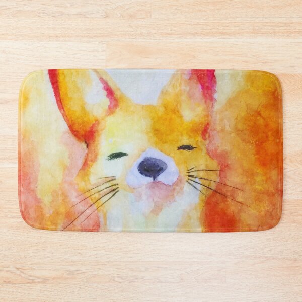 Item preview, Happy Watercolor Orange Fox Portrait, Cute Sleepy Eyes Baby Fox Smiling designed and sold by Paintcorner.