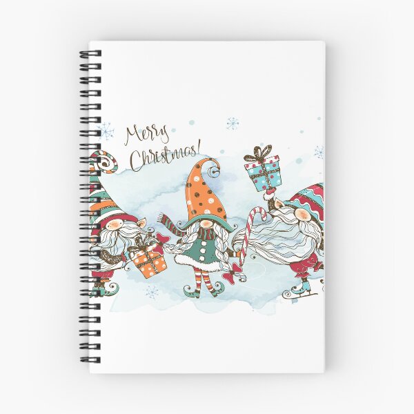 Artikelvorschau, Cute Holiday Nordic Gnomes in Hat mit Geschenken Candy Cnaes Aquarell Frohe Weihnachten Xmas Winter entworfen und verkauft von MLA-Artwork.