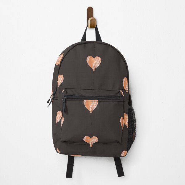Item preview, Peach heart balloon seamless pattern dark background designed and sold by Yana Mustafina | Boho Soulful Designs.