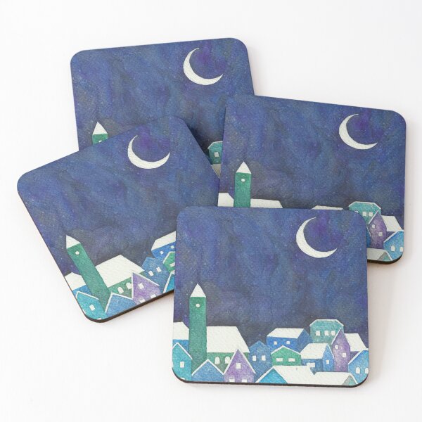 Item preview, Snowy city night  designed and sold by rozabuban.