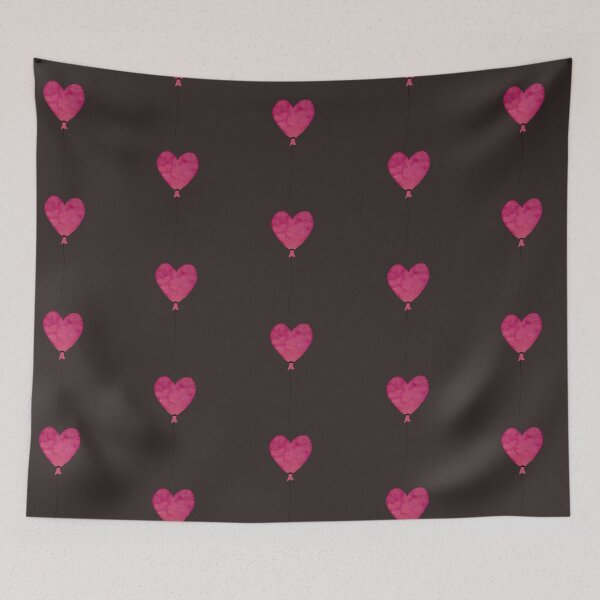 Item preview, Pink love balloon seamless pattern dark background designed and sold by Yana Mustafina | Boho Soulful Designs.