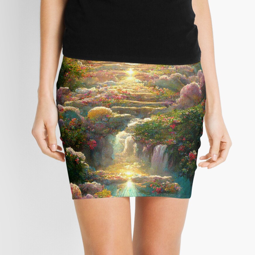 Romantic Garden Crystal Lover Whimsical Fantasy Art Tapestry Phone Case Crystal Utopia Abstract Crystal Lover, Mini Skirt