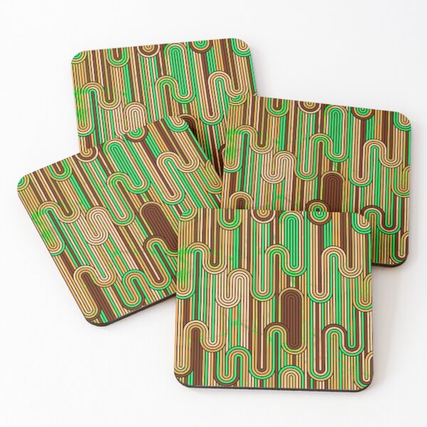 Item preview, Retro Wavy Stripes - Green & Brown designed and sold by SilverPegasus.