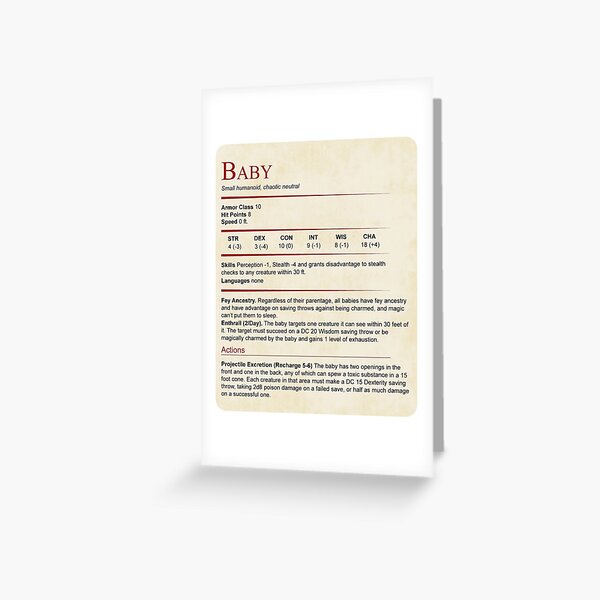 Item preview, D&D Baby Stat Block designed and sold by sunburstrpg.