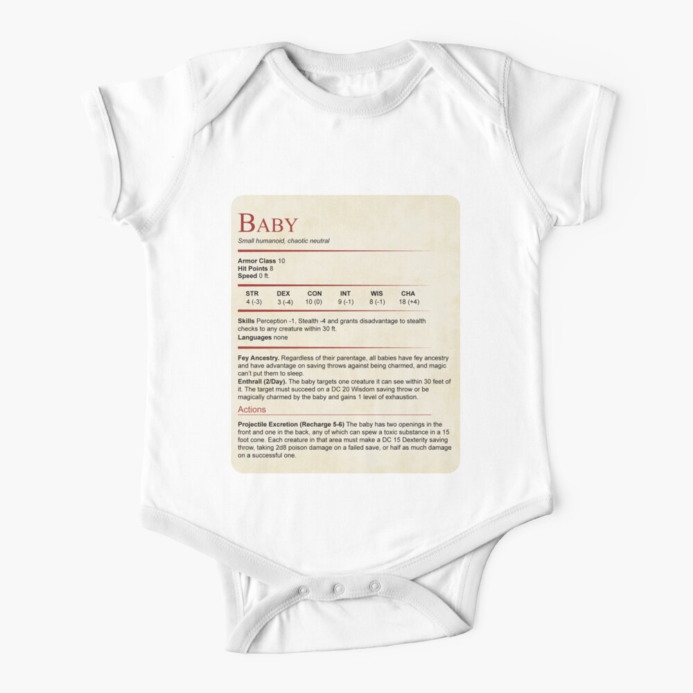 D&D Baby Stat Block Baby One-Piece