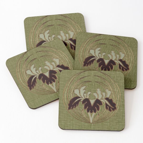 Item preview, Green cloth book cover with metallic inlay orchid design designed and sold by coverinlove.
