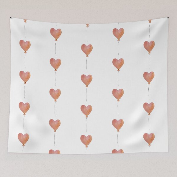Item preview, Peach cute balloon heart seamless pattern designed and sold by Yana Mustafina | Boho Soulful Designs.