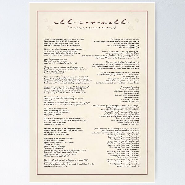 Item preview, All Too Well Lyric designed and sold by Isabella-Menzel.