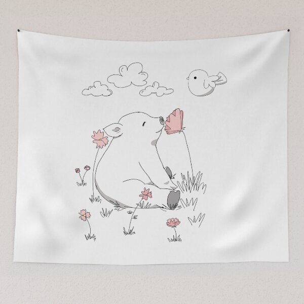 Item preview, Little pig smelling flowers designed and sold by BlueVegana.