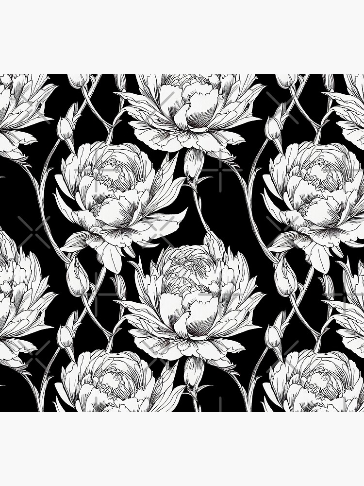 Disover Vintage Floral Cottagecore  Romantic Flower Peony Design Black and White Socks