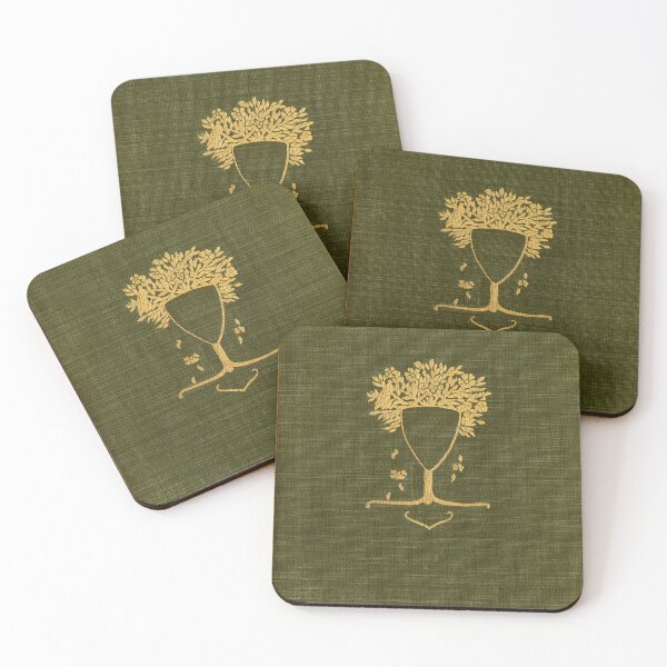 Item preview, Green cloth book cover with gold tree glass design designed and sold by coverinlove.
