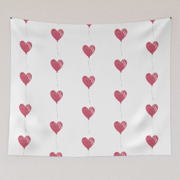 Item preview, cute pink heart balloon seamless pattern designed and sold by Yana Mustafina | Boho Soulful Designs.