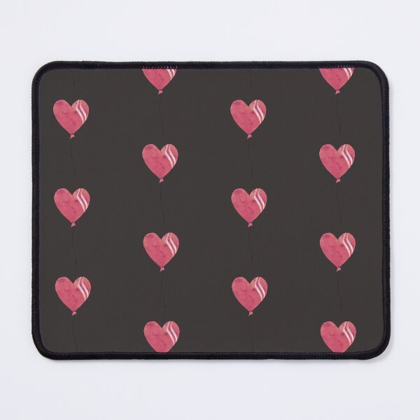 Item preview, cute pink heart balloon black seamless pattern designed and sold by Yana Mustafina | Boho Soulful Designs.
