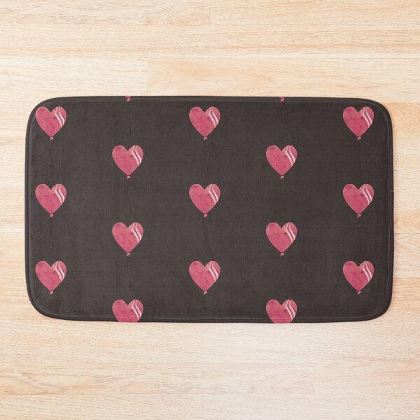 Item preview, cute pink heart balloon black seamless pattern  designed and sold by Yana Mustafina | Boho Soulful Designs.