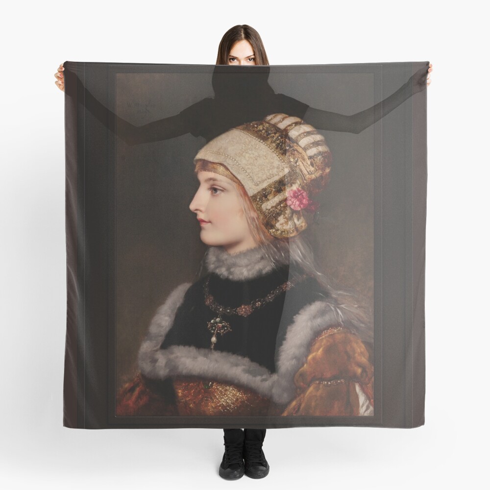 Retouching Of A Young Woman In Renaissance Costume Women's Scarf