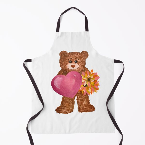 Item preview, Bear with big heart flower watercolor illustration designed and sold by Yana Mustafina | Boho Soulful Designs.