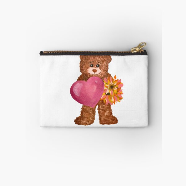 Item preview, Bear with big heart flower watercolor illustration designed and sold by Yana Mustafina | Boho Soulful Designs.