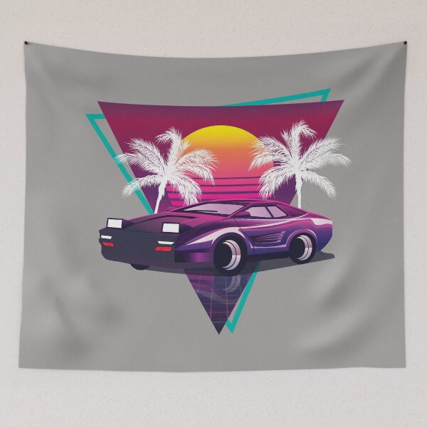 Item preview, vaporwave retro puesta de sol palm coche deportivo años 80 designed and sold by samah82.