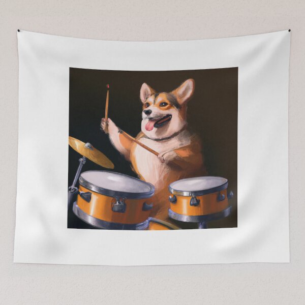 Item preview, Humor | Corgi | Dog | Doggo | Corgi Playing Drums | Gift for Corgi Owner | Coolest | Fun designed and sold by PublicusApparel.
