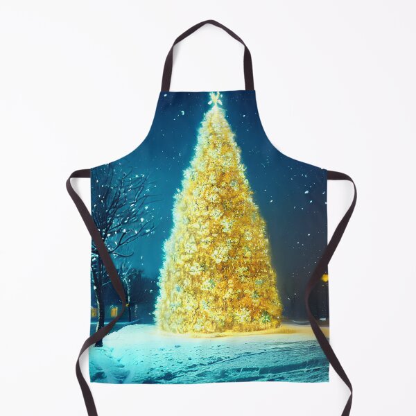 Item preview, Christmas Tree Golden at night in the village sqaure by GizbarArts made with a.i. designed and sold by Ganzabara.