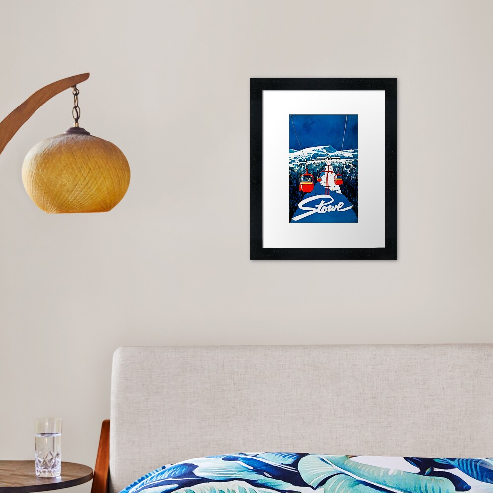 Vintage Stowe gondola winter travel ski poster Framed Art Print